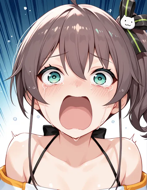 nsfw,Natsuiro Matsuri, namatsuri, 1girl,looking at viewer, aquascreaming, screaming, open mouth, crying with eyes open , high quality,high detailed,masterpiece,4k