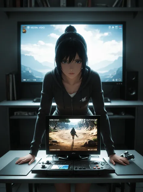 masterpiece, High Quality, ultra detailed, beautiful detailed face, anime, ultra high resolution, 8K,2d,((Inside a video game))