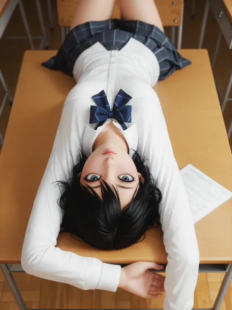 masterpiece, High Quality, ultra detailed, beautiful detailed face, anime, ultra high resolution, 8K,2d en 3d,Student lying on the desk