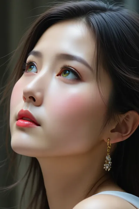 上を見る女性の顔 SDXL v1.0