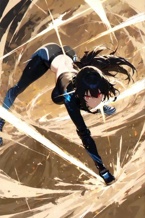 masterpiece, best quality,1 girl,best quality,strike a pose,dynamic angle,dynamic sand effect,dynamic background,high angle shot,like CCTV footage, face clearly visible, character illuminated from within,4K face,sand magic attack,sand effect,