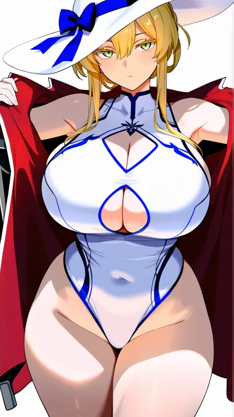 masterpiece, best quality, newest, absurdres, highres, detailed eyes, 1girl, tall, mature, solo, eyebrows, blonde hair, short hair with long locks, bangs, hair between eyes, bun with braided base, sidelocks, sharp-striking and captivating eyes, mature eyes...