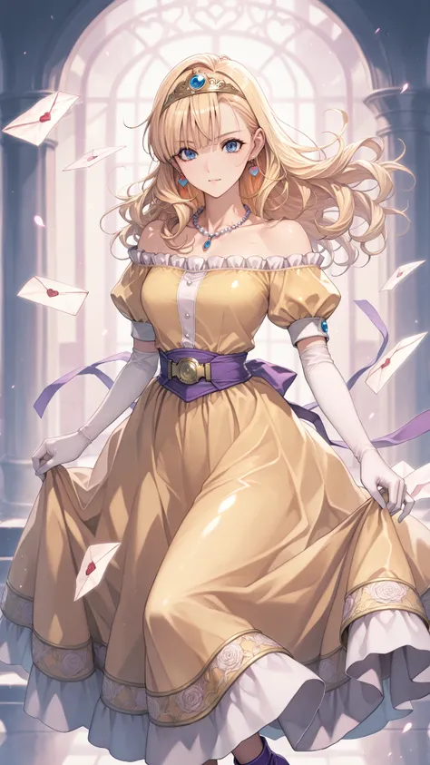 (ultra detail),upper body、Prairie
(masterpiece),(top quality),anime 、pastel,anime,glossy skin,Dragon Quest,Lola,princess,Beautiful blonde hair with detailed letter,long hair,curl hair,uneven bangs,Expand your bangs,tiara,hair ornaments,floating hair、Beauti...