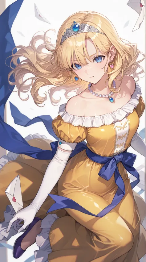 (ultra detail),upper body、Prairie
(masterpiece),(top quality),anime 、pastel,anime,glossy skin,Dragon Quest,Lola,princess,Beautiful blonde hair with detailed letter,long hair,curl hair,uneven bangs,Expand your bangs,tiara,hair ornaments,floating hair、Beauti...