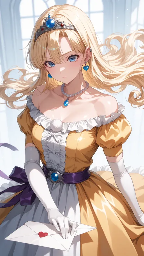 (ultra detail),upper body、Prairie
(masterpiece),(top quality),anime 、pastel,anime,glossy skin,Dragon Quest,Lola,princess,Beautiful blonde hair with detailed letter,long hair,curl hair,uneven bangs,Expand your bangs,tiara,hair ornaments,floating hair、Beauti...