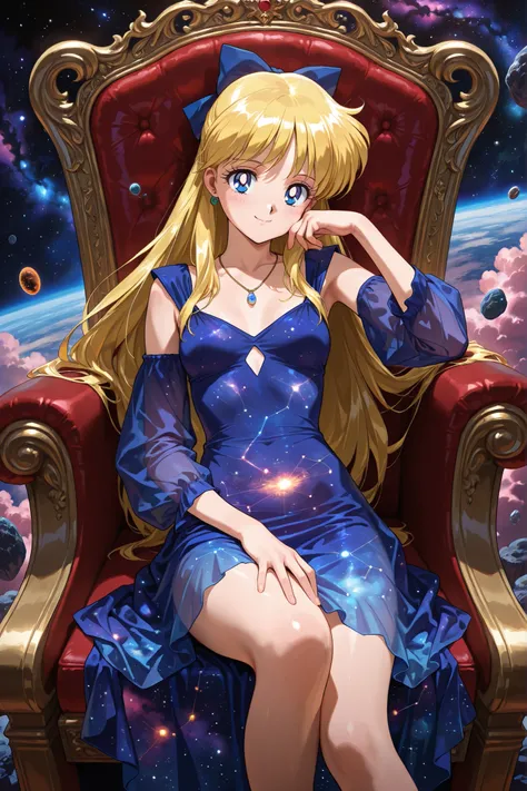 masterpiece, amazing quality, best quality, ultra-detailed, 8K, illustration, ultra-detailed-eyes, soft skin, very awa, very as2, soft body, 1990s \(style\), official art, minako aino, blonde hair, blue eyes, hair bow, half updo, long hair, small breasts, ...