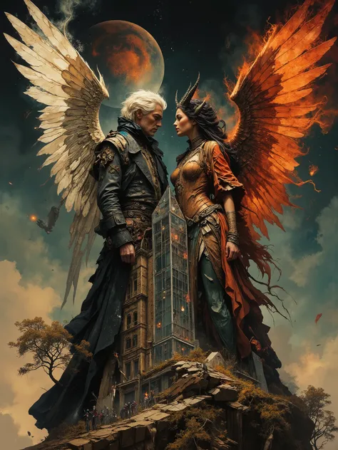 >(background: ink splatter, cubism-gothic), a surreal ancient dreamscape. VIVID dream-like depth. layered illustration, horror pin up pulp).(ultra hyperdetailed, max details:1.3), (atmospheric sense of depth:1.2), (hyperdetailed textures, extremely detai...