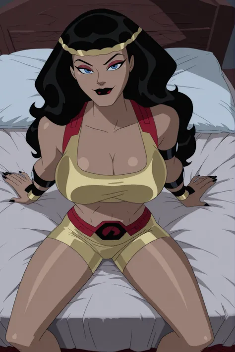 BREAK, score_6_up, score_7_up, score_8_up, score_9, b1gb4rd4, 1girl, solo, long hair, breasts, blue eyes, black hair, jewelry, hairband, dark red lips, lipstick, makeup, black nails, large breasts, busty, cleavage, curvy, athletic, looking at viewer, seduc...