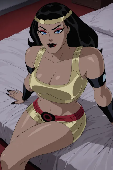 BREAK, score_6_up, score_7_up, score_8_up, score_9, b1gb4rd4, 1girl, solo, long hair, breasts, blue eyes, black hair, jewelry, hairband, dark red lips, lipstick, makeup, black nails, large breasts, busty, cleavage, curvy, athletic, looking at viewer, seduc...