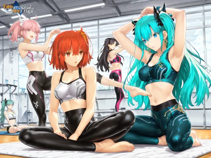 (masterpiece:1.1), (Highest Quality:1.1), (Super Detailed:1.1), (Fate/Grand Order style:1.3), (Thickly painted anime style:1.2), (anime style:1.25), takeuchi takashi,
(3girls:1.3), ((Fate/Grand Order)),

((steamy hot-yoga studio))
((sensual and synchronize...