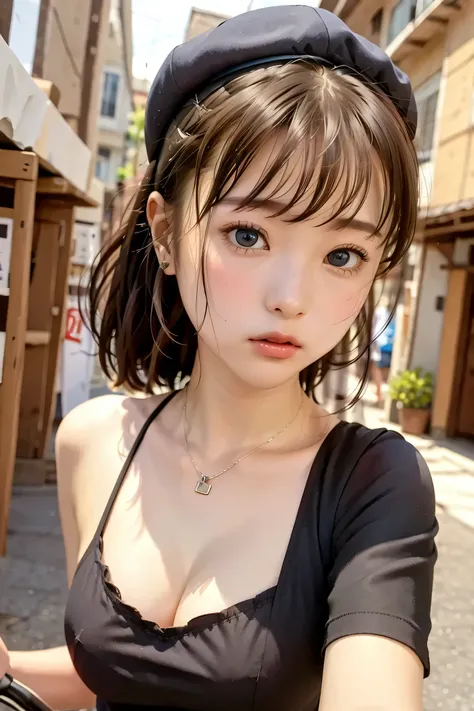 The face of a woman riding a bicycle、(cute woman, adorable heroine),( On:1.25),1girl, cowboy shot, troubled expression,
Postman, 18, small breasted,small breasted、flat chest with lava on the body、(small top:1.6)、
black cap,Red Bicycle,big black bag,...