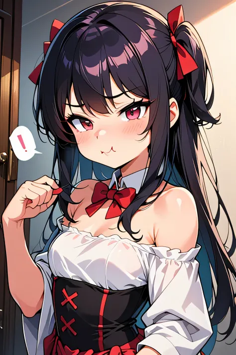 A pouting little girl shaking her head no