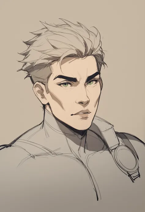 A 24-year-old guy with blond hair and dark green eyes, a superhero who wields the power of wind, illustration, sketch, in 2D style, web animation