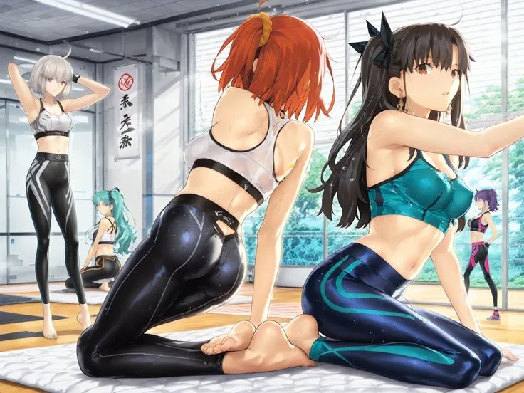 (masterpiece:1.1), (Highest Quality:1.1), (Super Detailed:1.1), (Fate/Grand Order style:1.3), (Thickly painted anime style:1.2), (anime style:1.25), takeuchi takashi,
(3girls:1.3), ((Fate/Grand Order)),

((steamy hot-yoga studio))
((sensual and synchronize...