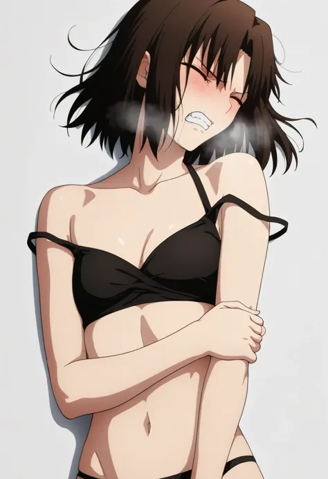 <lora:KnK_ryougi_shikiXLIllustrious001>,
masterpiece,best quality,good quality,newest, 8k, from side,
white background, simple background ,(cinematic light), (on back), (wince, ecstasy, angry), heavy breath, saliva ,
light embarrassed,,
facing away, (cove...