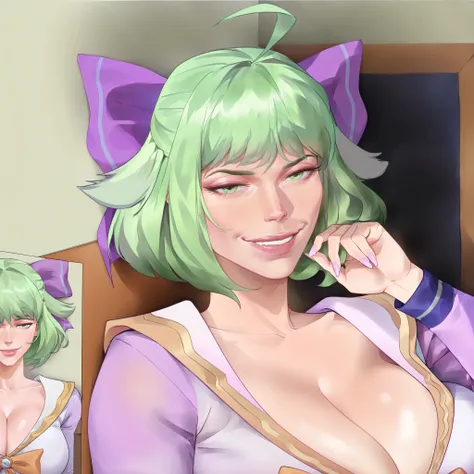 sxy5tyle, Saigalisk style, Masterpiece, best quality, high resolution, 1girl, upper body shot, (best quality),
(ultra-detailed),(masterpiece, best quality:1.3), 1female, adult, mature female, indoors, smile, age 30 - 40, curvy, busty, thick, mature face, m...