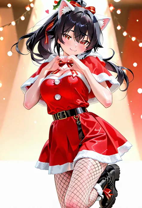 one girl、womanhood、Blush、cute、
GLOBAL ILLUMINATION、hdri、Scattered beneath the surface、masterpiece、4K、ray tracing、
beautiful、sharp、Smooth Skin、Anime Painting、cute face

Black hair、long hair、ponytail、cat ears、red eyes、Red Eyes、big breasts、looking at viewer
S...