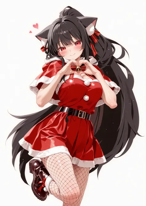 one girl、womanhood、Blush、cute、
Global Illumination、hdri、Scattered beneath the surface、masterpiece、4K、ray tracing、
beautiful、sharp、Smooth Skin、Anime Painting、cute face

Black hair、long hair、ponytail、cat ears、red eyes、Red Eyes、big breasts、looking at viewer
S...