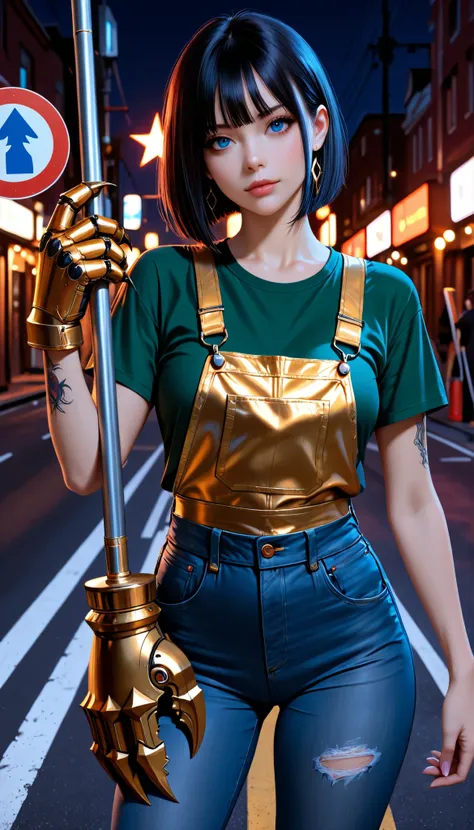 ((RAW Photo), Absurdities, (Absurd Resolution)), ((Hyperrealism, Photorealism)), (Maximum Quality, 16k, Masterpiece, Ultra Detailed) (beautiful girl, 21 years old), (blue eyes), (haircut, straight, ironed, bangs, white with black highlights), (slender woma...