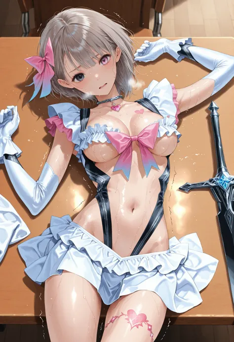 （（（ＳＦＷ、Highest quality、A first-class masterpiece、normal body 、32K、detailed faces、Ultra High Accuracy、Normal hand、Highest）））、Hinako Shirai/Shirai Hinako、Beautiful girl、medium hair、 Silver Hair、Heterochromia（Blue pupil、Black Eyes）、Slim、slender、Short Height、 ...