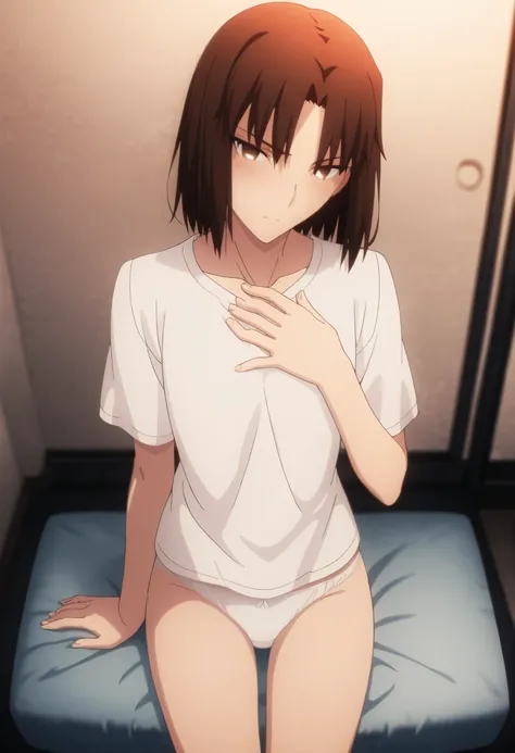 <lora:KnK_ryougi_shikiXLIllustrious001>,
masterpiece,best quality,good quality,newest, 8k, from above,
indoors ,(cinematic light), (sitting ), (), ,
light embarrassed,,
looking at viewer, (), , head tilt, hand on chest, ,
solo,
anime coloring,
ryougi_shik...