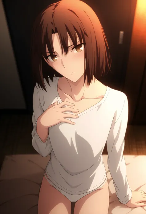 <lora:KnK_ryougi_shikiXLIllustrious001>,
masterpiece,best quality,good quality,newest, 8k, from above,
indoors ,(cinematic light), (sitting ), (), ,
light embarrassed,,
looking at viewer, (), , head tilt, hand on chest, ,
solo,
anime coloring,
Ayako_Mitsu...