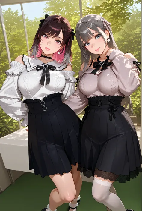 ((inspired by )),,(masterpiece, best quality),beautiful, beautiful-woman, ((detailed face)).((detailed body)).(full body:1.3).,
,
1-woman.
(The woman is wearing jirai-kei fashion),(platform footwear). ,((jirai kei)), ((frilled lace-socks:1.2)),(colored...