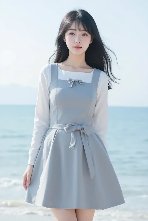 Photorealistic, 8K, ultra-detailed,
A soft-spoken, youthful Japanese girl with a petite frame and gentle facial features. Straight, waist-length jet-black hair with a full fringe and a natural sheen. Soft brown eyes with a relaxed, kind expression and a su...