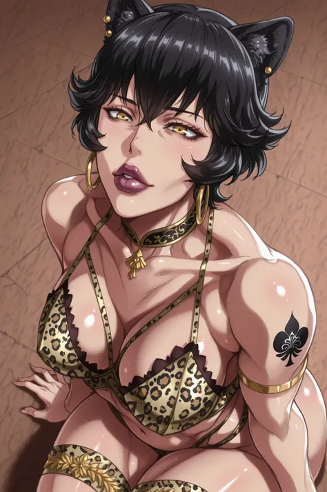 ,sketch art style,Illust_Neg,,Kali_RWBY,(tan_olive_skin:1.3),andou hiroyuki style, jewelry, round face, yellow eyes, dark lips ,(masterpiece,best quality,ultra_detailed,highres,absurdres:1.2,amazing quality,very aesthetic),source_anime, milf,solo, (mature ...