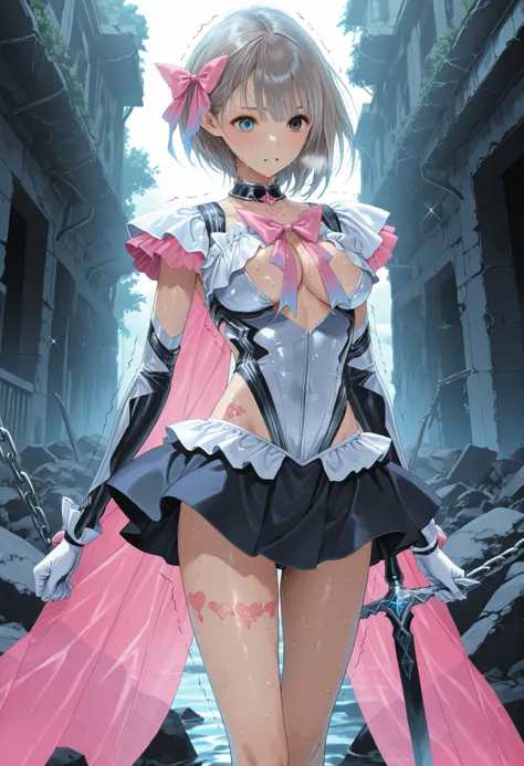 （（（ＳＦＷ、Highest quality、A first-class masterpiece、normal body 、32K、detailed faces、Ultra High Accuracy、Normal hand、Highest）））、Hinako Shirai/Shirai Hinako、Beautiful girl、medium hair、 Silver Hair、Heterochromia（Blue pupil、Black Eyes）、Slim、slender、Short Height、 ...