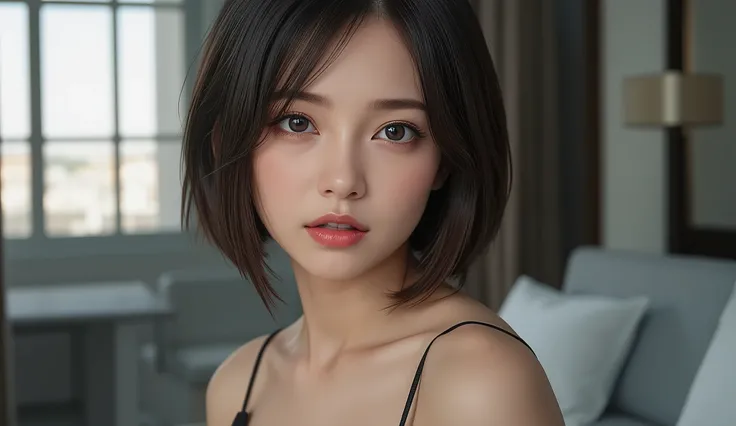 8k, Ultra High Definition ,   top quality , The golden ratio, surreal,Picture,  One Woman,(  girl :1.3), cute, cute face, 美しい eyes in every detail, details, mature woman, princess,Close up,smile,short black hair with waist,証明Picture,Future,Gorgeous and bea...