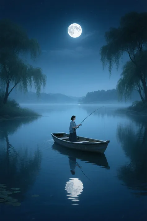 月下独钓，心静如水🌙