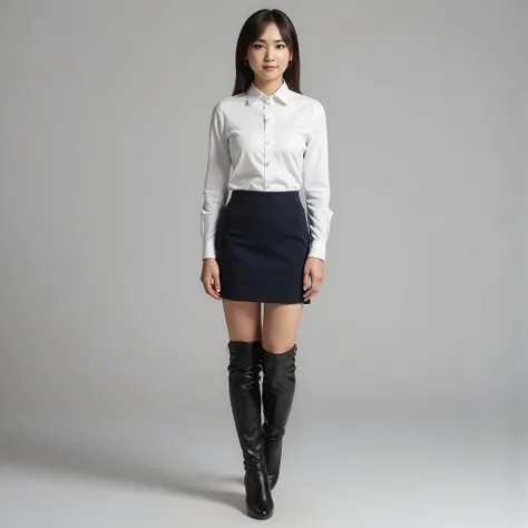Flux,Real photo,Beautiful Woman,Japan Women,OL,office lady,アジアBeautiful Woman,Th1gh-H1ghs boots,