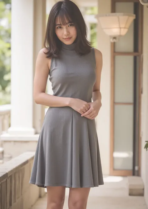 masterpiece, top quality, Wear a turtleneck dress that fits your body,very well-styled woman、very stylish woman、With the hall in the background、sexy girl、