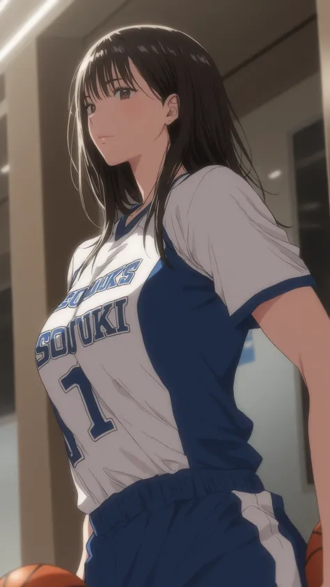 highdefinition picture、slam dunk、Enoden's「Kamakura Kokomae Station」 Iconic Places 、uniform members are playing basketball、The sea looks beautiful