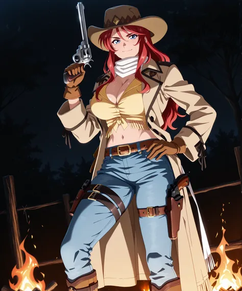 absurdres, amazing quality, best quality, masterpiece, newest, source_anime, anime_screencap, anime coloring, SWNY_Gemini_IL, 1girl, solo,

mature female, (red hair, long hair, hair down, sidelocks), blue eyes, big breasts, muscular body,

SWNY_Gemini_Cowg...