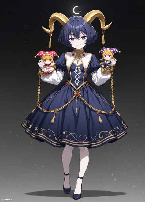 (masterpiece),(best quality:1.0), (ultra highres:1.0), (full body shot:1.2),Best detailed,An anime-style illustration of a young person, likely in their late teens or early twenties, with pale skin and black, short hair. The character has violet eyes and i...