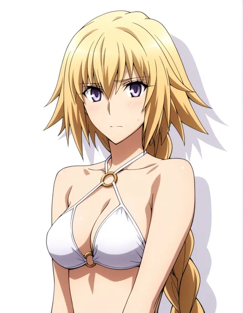 jeanne_d_arc_f-a, Fate/Apocrypha ,official art style ,1girl, blonde hair, solo, , long hair, , purple eyes, braid, looking at viewer, blue eyes, armor, single braid, <lora:JeanneDArc-FateApocrypha-ILXL:1>, (masterpiece),(best quality),(ultra-detailed),(bes...