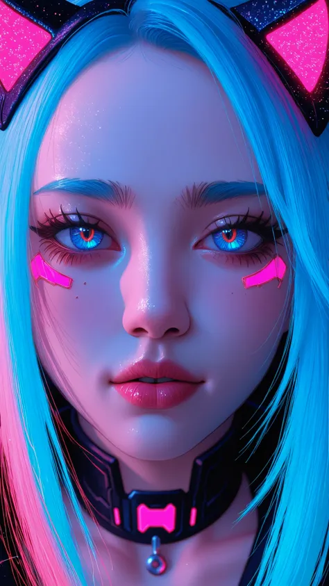 Close-up of a person wearing a cat mask, cyberpunk art style, digital cyberpunk anime art , anime cyberpunk art , cyberpunk frog, digital cyberpunk - anime art, Bright cyberpunk glitter, glitchpunk girl, cyberpunk havas, cyberpunk vivid colors, cyberpunk ...