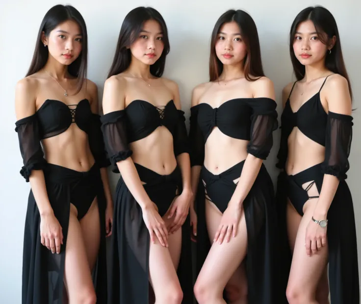 sharp focus, ultra HD quality, full details. 4 young girls. jakarta high school, chinese ,  all young girls nude. all young girls topless, young faces. teen girl. petite. kids, 14 years old. . transparent. see through. necklaces, girls watch, small earring...