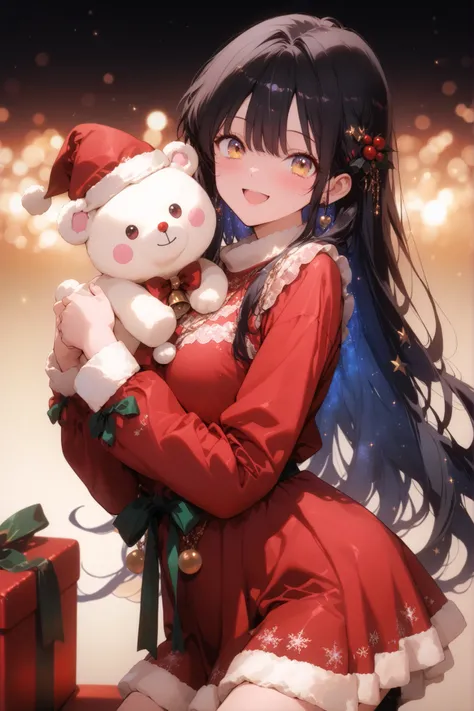 masterpiece, ultra-HD, high detail, depth of field, best quality, 8k, best quality, ergonomic, (anime coloring, anime screencap), official art, bokeh,
1girl, young adult, warm and light yellow eyes, very long hair, dark black hair, ((starry)) hair, casual ...