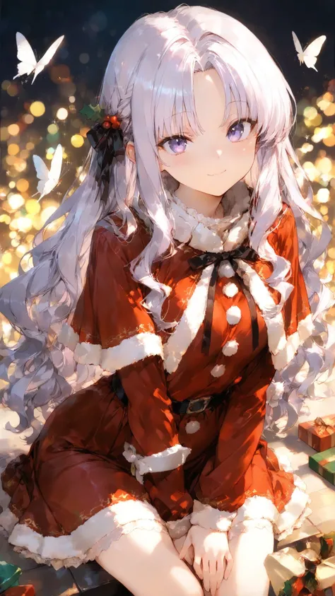 masterpiece, high quality, ultra-detailed, super high resolution, bokeh, absurdres
1 girl, pale violet hair, long hair, wavy hair, center parted bangs, fluffy bangs, voluminous bangs, airy bangs, soft parted bangs, face-framing strands, violet eyes, elega...