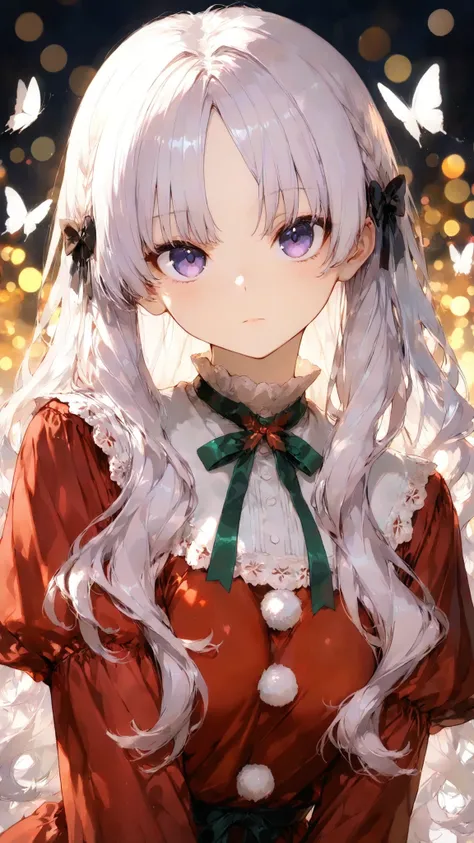 masterpiece, high quality, ultra-detailed, super high resolution, bokeh, absurdres
1 girl, pale violet hair, long hair, wavy hair, ((center parted bangs, fluffy bangs, voluminous bangs, airy bangs)), soft parted bangs, face-framing strands, violet eyes, e...