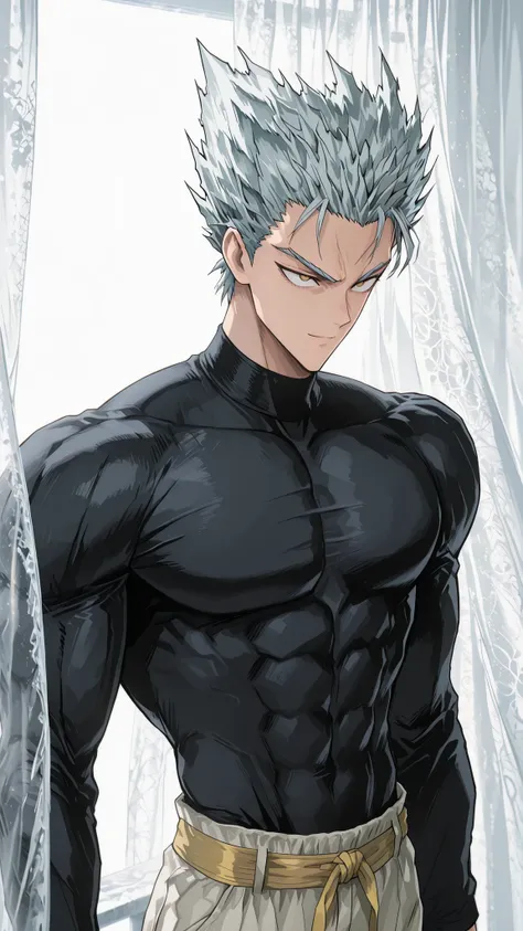 The soft and beautiful silk curtain of the mysterious night sky comes down, and beautiful angels descend from heaven to earth. top quality underneath, very detailed, Perfect Description , Mature Male Garou, rebellious short silver hair, original unique tex...