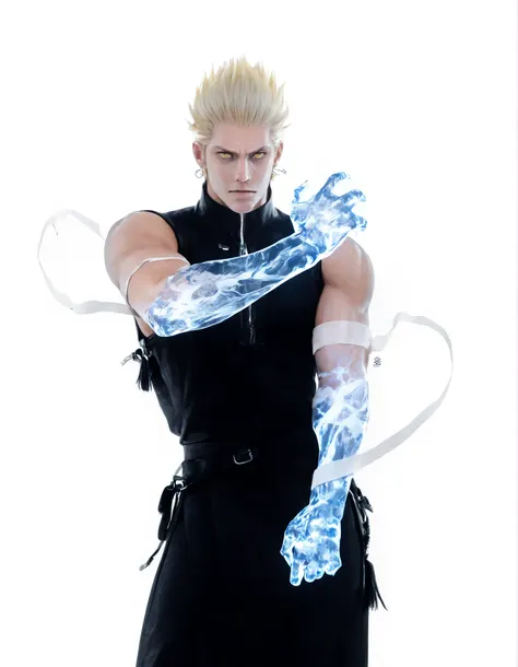 a boy,Alone,male focus, (lateral arm lift)),((in front)), straight arm,arm out,((arm pointed at your side)),Firm standing,knees slightly bent,(( straight arm)),Standing firmly,Espectro humanoide con un brazo blue transprente,a boy,Alone,male focus,Muscular...