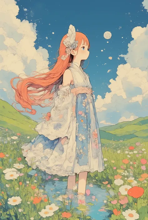 (masterpiece, best quality, ultra-detailed, 8k resolution),

1girl, solo, humanoid,
graceful and serene personality,
flowing orange-red hair that moves like underwater currents with white accents,
((translucent fin-like veil accessories, scale patterns on ...