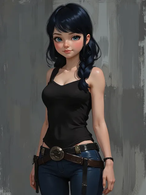 sketch painting, marinette Dopanchan, Anime, Niji, A very beautiful and cute 22 year old woman with a slight smile. (((Shy smile))), sharp focus on the face, (((Western eyes:1.5))), (((Extremely detailed ice-blue eyes, beautiful eyes, beautifully detailed ...