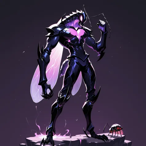 masterpiece, ultra-HD, impressionism, high detail, best quality, very aesthetic, 8K, best quality, beautiful, ultra-high resolution, 32K UHD, sharp focus, 1man, solo, akb, male, anthro insect, insect, ant, glowing pink eyes, antennae, insect wings, insect ...