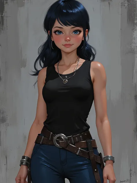 sketch painting, marinette Dopanchan, Anime, Niji, A very beautiful and cute 22 year old woman with a slight smile. (((Shy smile))), sharp focus on the face, (((Western eyes:1.5))), (((Extremely detailed ice-blue eyes, beautiful eyes, beautifully detailed ...