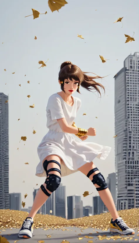 ((RAW Photo), Absurdities, (Absurd Resolution)), ((Hyperrealism, Photorealism)), (Maximum Quality, 16k, Masterpiece, Ultra Detailed) (beautiful girl, 21 years old), (sharp pupil, brown eye), (brown hair, ponytail, gold tube clips), (made-up, red lips), (ou...